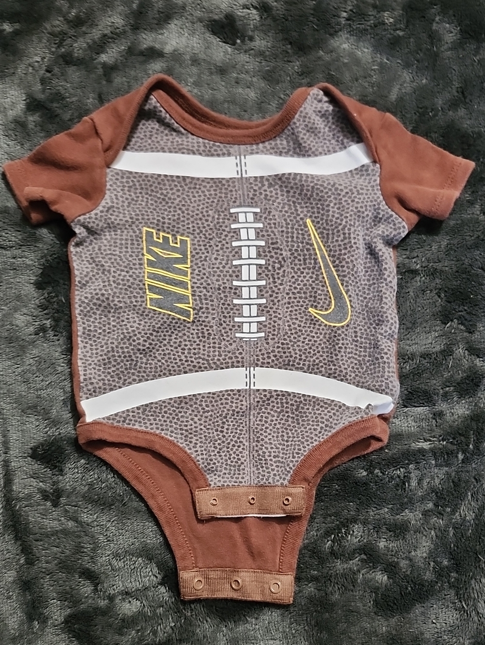 Nike Brown & Yellow Football-Print Baby One-Piece